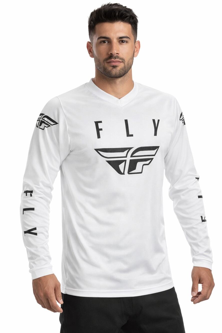 FLY RACING Men's XL Jersey Fly Universal Jersey White Black Long Sleeve  NEW